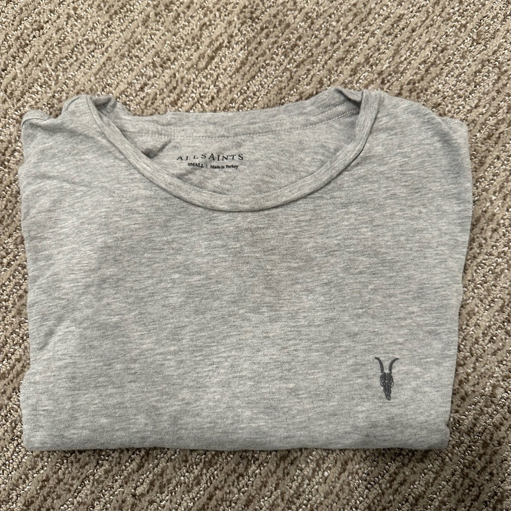 All Saints, gray men’s size small, tonic brace, crewneck T-shirt